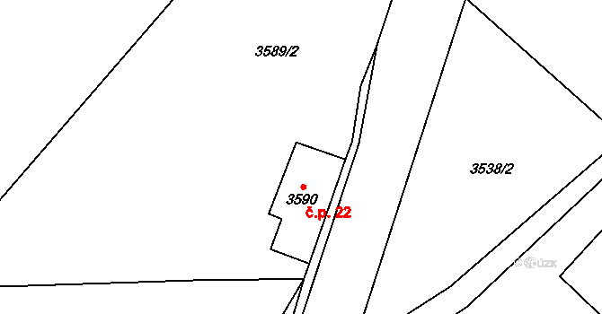 Podmoklice 22, Semily na parcele st. 3590 v KÚ Semily, Katastrální mapa