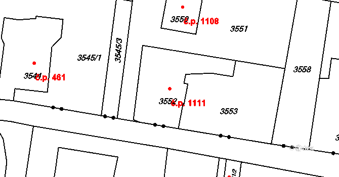 Lutyně 1111, Orlová na parcele st. 3552 v KÚ Horní Lutyně, Katastrální mapa