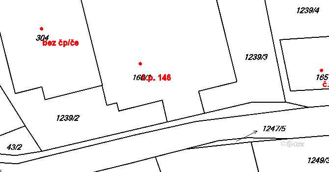 Borotín 146 na parcele st. 160/1 v KÚ Borotín u Tábora, Katastrální mapa