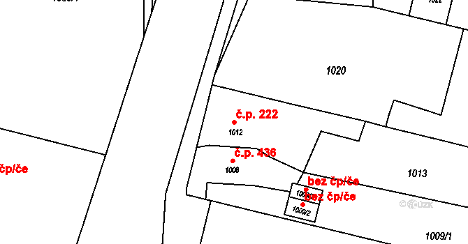 Starý Bohumín 222, Bohumín na parcele st. 1012 v KÚ Starý Bohumín, Katastrální mapa