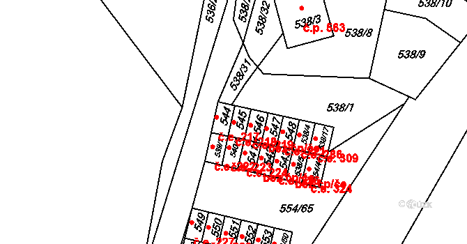 Postoloprty 218 na parcele st. 545 v KÚ Postoloprty, Katastrální mapa