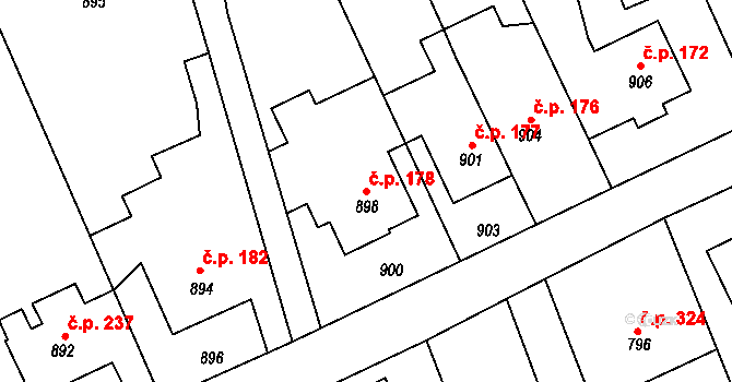 Javorník 178 na parcele st. 898 v KÚ Javorník-ves, Katastrální mapa