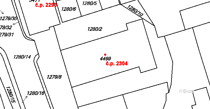 Cheb 2304 na parcele st. 4469 v KÚ Cheb, Katastrální mapa