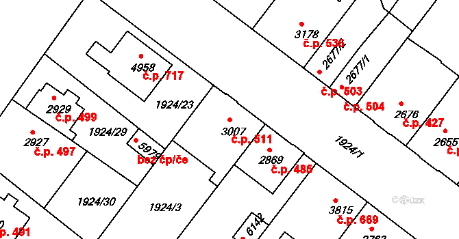 Kolín IV 511, Kolín na parcele st. 3007 v KÚ Kolín, Katastrální mapa