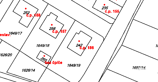 Český Rudolec 156 na parcele st. 242 v KÚ Český Rudolec, Katastrální mapa