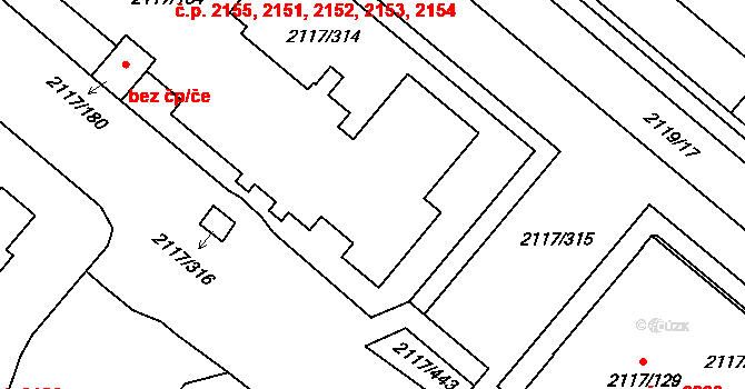 Chodov 2151,2152,2153,2154,, Praha na parcele st. 2117/184 v KÚ Chodov, Katastrální mapa