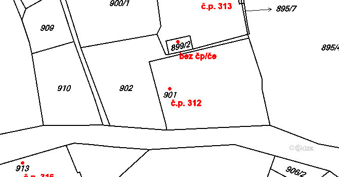 Leč 312, Liteň na parcele st. 901 v KÚ Liteň, Katastrální mapa