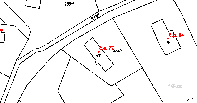 Druzcov 77, Osečná na parcele st. 17 v KÚ Druzcov, Katastrální mapa