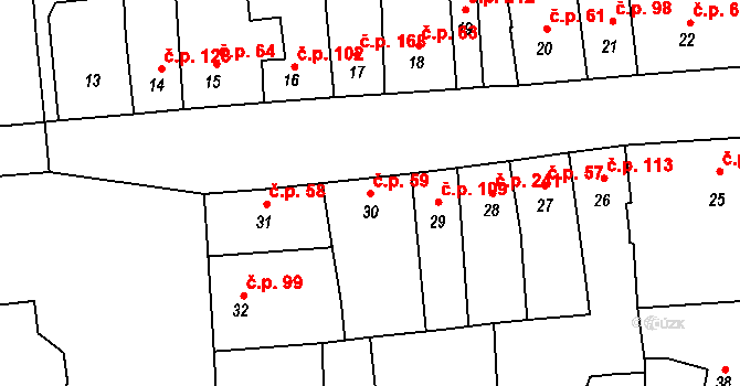 Opatovice 59 na parcele st. 30 v KÚ Opatovice u Rajhradu, Katastrální mapa