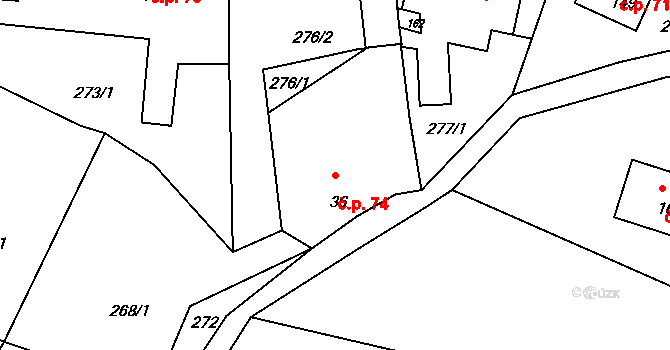 Františkov nad Ploučnicí 74 na parcele st. 36 v KÚ Františkov nad Ploučnicí, Katastrální mapa