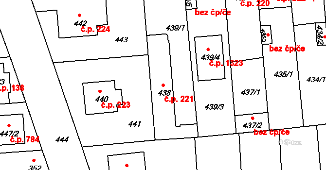 České Budějovice 2 221, České Budějovice na parcele st. 438 v KÚ České Budějovice 2, Katastrální mapa