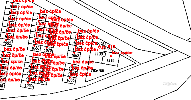 Hejnice 613 na parcele st. 1139 v KÚ Hejnice, Katastrální mapa