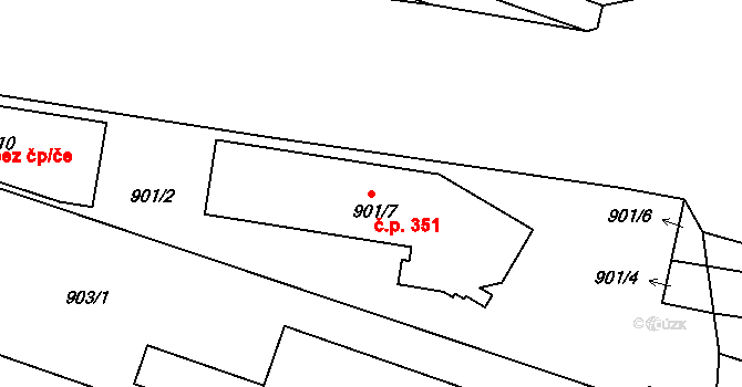 Lipůvka 351 na parcele st. 901/7 v KÚ Lipůvka, Katastrální mapa