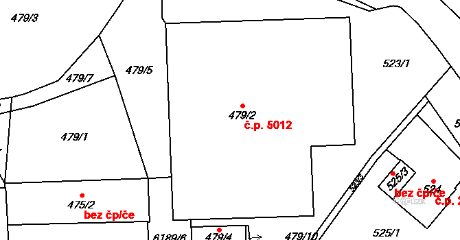 Jihlava 5012 na parcele st. 479/2 v KÚ Jihlava, Katastrální mapa