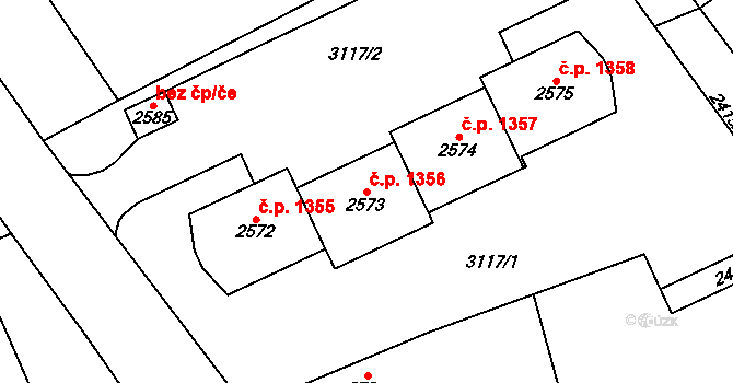 Lomnice nad Popelkou 1356 na parcele st. 2573 v KÚ Lomnice nad Popelkou, Katastrální mapa