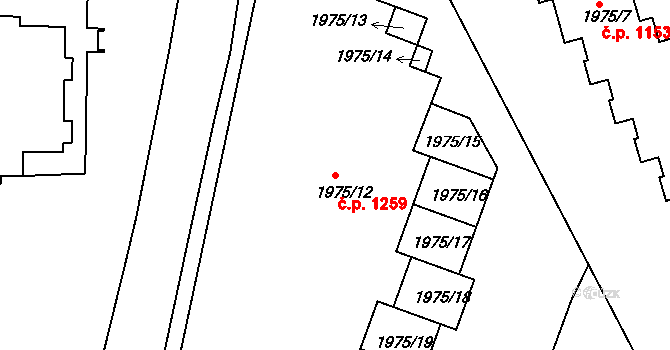 Košíře 1259, Praha na parcele st. 1975/12 v KÚ Košíře, Katastrální mapa