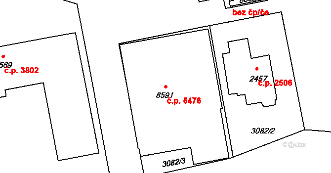 Zlín 5476 na parcele st. 8591 v KÚ Zlín, Katastrální mapa