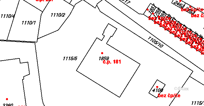 Plešivec 181, Český Krumlov na parcele st. 1859 v KÚ Český Krumlov, Katastrální mapa