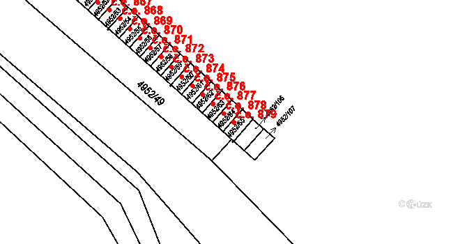 Znojmo 879 na parcele st. 4952/65 v KÚ Znojmo-město, Katastrální mapa