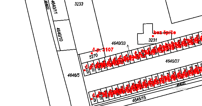 Žatec 3107 na parcele st. 5270 v KÚ Žatec, Katastrální mapa