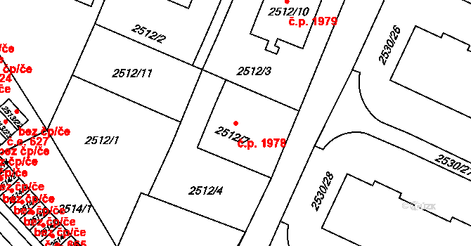 Předměstí 1978, Litoměřice na parcele st. 2512/7 v KÚ Litoměřice, Katastrální mapa
