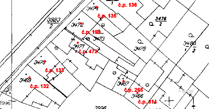 Poděbrady III 195, Poděbrady na parcele st. 3472 v KÚ Poděbrady, Katastrální mapa