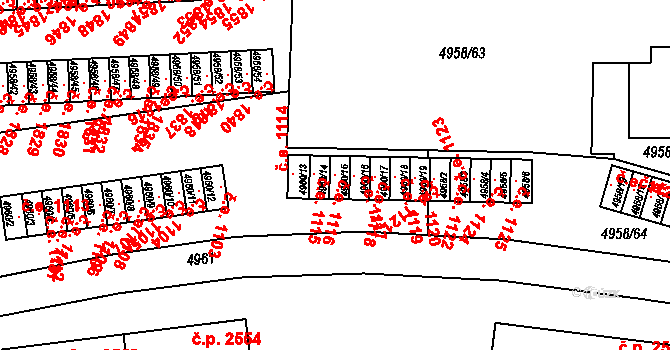 Tábor 1116 na parcele st. 4960/15 v KÚ Tábor, Katastrální mapa
