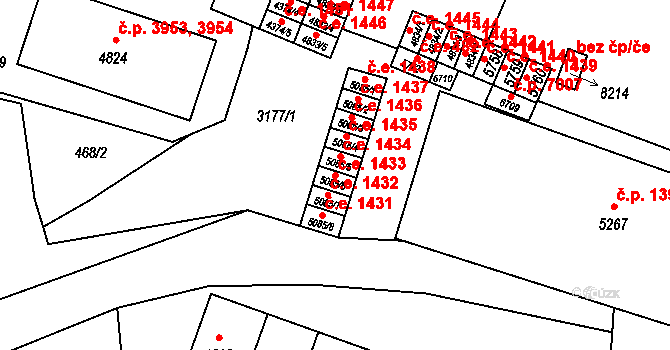 Zlín 1433 na parcele st. 5085/6 v KÚ Zlín, Katastrální mapa