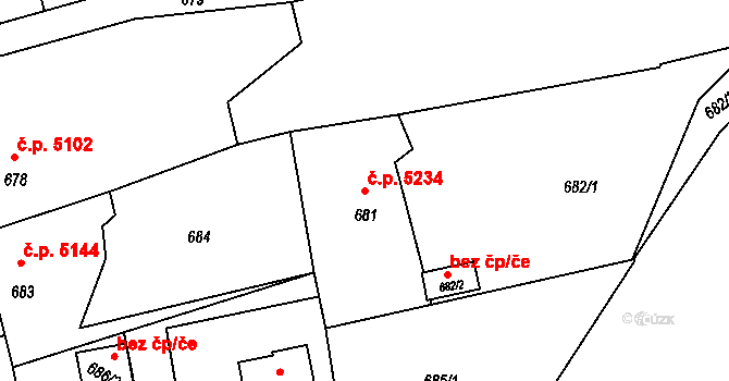 Třebovice 5234, Ostrava na parcele st. 681 v KÚ Třebovice ve Slezsku, Katastrální mapa