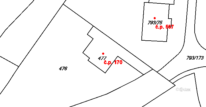Výškovice 170, Ostrava na parcele st. 477 v KÚ Výškovice u Ostravy, Katastrální mapa