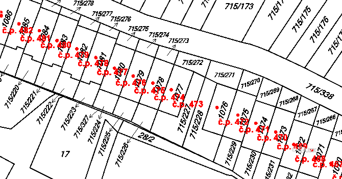 Výškovice 473, Ostrava na parcele st. 1077 v KÚ Výškovice u Ostravy, Katastrální mapa