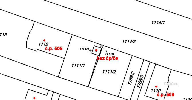 Ostrava 38174481 na parcele st. 1111/3 v KÚ Kunčičky, Katastrální mapa