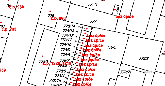 Benešov 39311481 na parcele st. 778/11 v KÚ Benešov u Prahy, Katastrální mapa