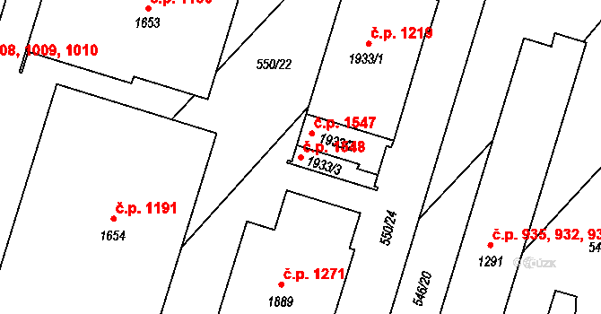 Milevsko 39942481 na parcele st. 1933/3 v KÚ Milevsko, Katastrální mapa