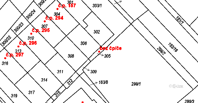 Lednice 40777481 na parcele st. 305 v KÚ Lednice na Moravě, Katastrální mapa