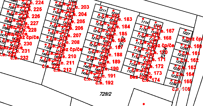 Litovel 189 na parcele st. 1225 v KÚ Litovel, Katastrální mapa