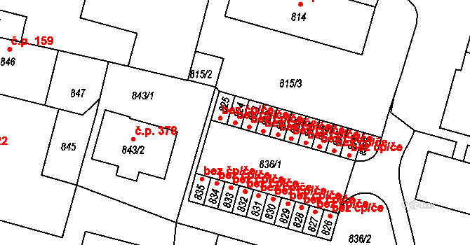 Divišov 42116481 na parcele st. 824 v KÚ Divišov u Benešova, Katastrální mapa