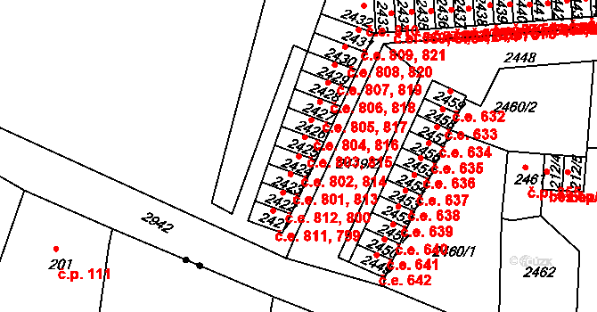 Děčín I-Děčín 802,814, Děčín na parcele st. 2424 v KÚ Děčín, Katastrální mapa