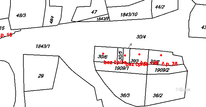 Obora 42837481 na parcele st. 30/6 v KÚ Obora u Kaznějova, Katastrální mapa