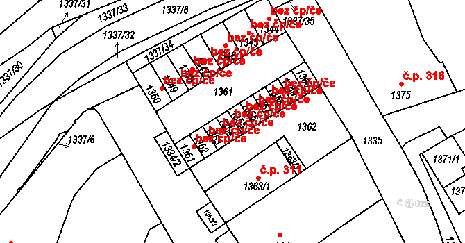 Valtice 42872481 na parcele st. 1354 v KÚ Valtice, Katastrální mapa