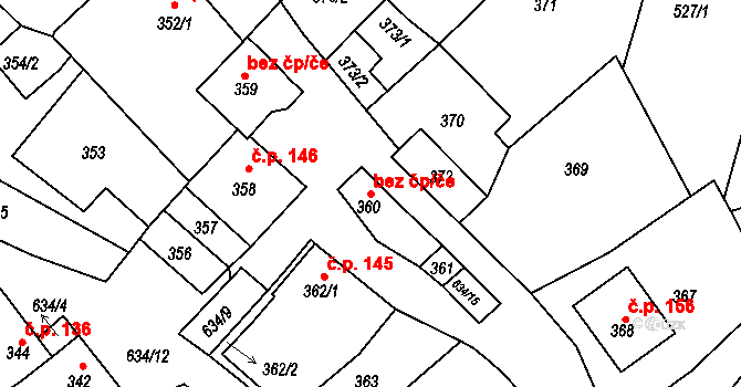 Šardice 44602481 na parcele st. 360 v KÚ Šardice, Katastrální mapa
