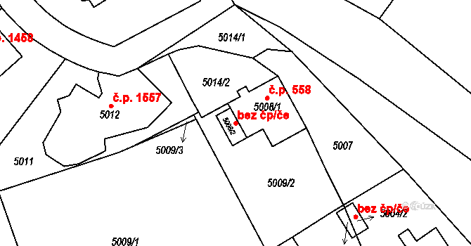 Chomutov 45076481 na parcele st. 5008/2 v KÚ Chomutov I, Katastrální mapa