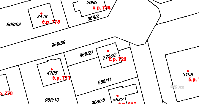 Klatovy 45206481 na parcele st. 2738/1 v KÚ Klatovy, Katastrální mapa