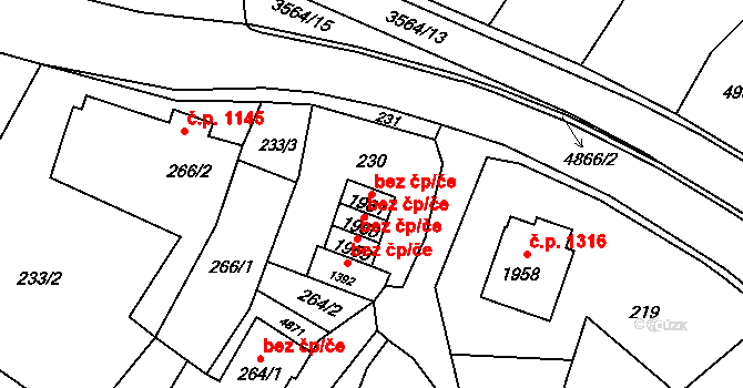 Rožnov pod Radhoštěm 45661481 na parcele st. 1961 v KÚ Rožnov pod Radhoštěm, Katastrální mapa