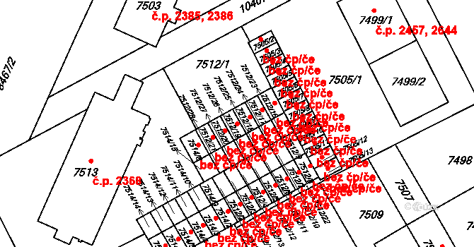 Plzeň 46274481 na parcele st. 7512/19 v KÚ Plzeň, Katastrální mapa