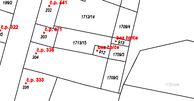 Lomnice nad Lužnicí 47550481 na parcele st. 912 v KÚ Lomnice nad Lužnicí, Katastrální mapa