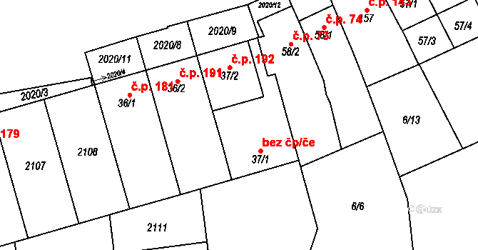 Ivančice 47941481 na parcele st. 37/1 v KÚ Letkovice, Katastrální mapa