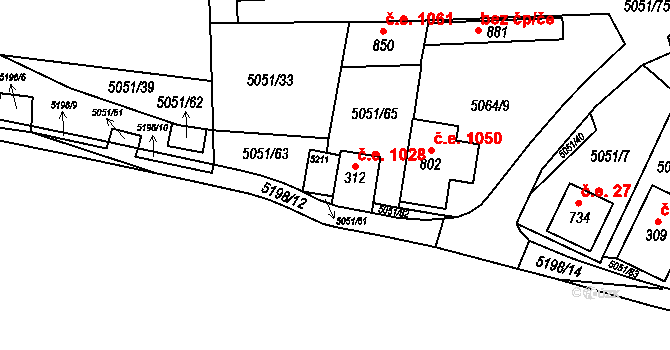 Pasohlávky 1028 na parcele st. 312 v KÚ Pasohlávky, Katastrální mapa