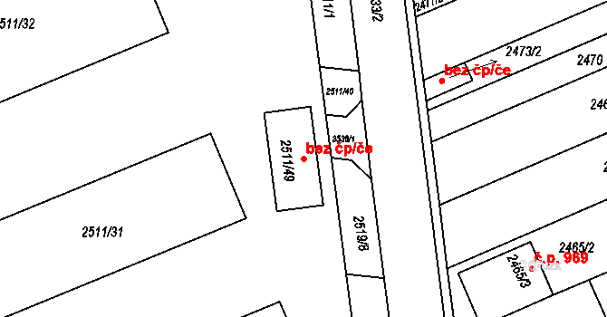 Holešov 48363481 na parcele st. 2511/49 v KÚ Holešov, Katastrální mapa