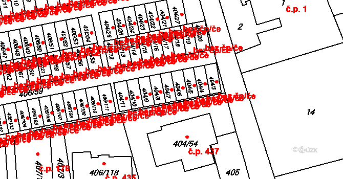 Třinec 48554481 na parcele st. 404/7 v KÚ Dolní Líštná, Katastrální mapa